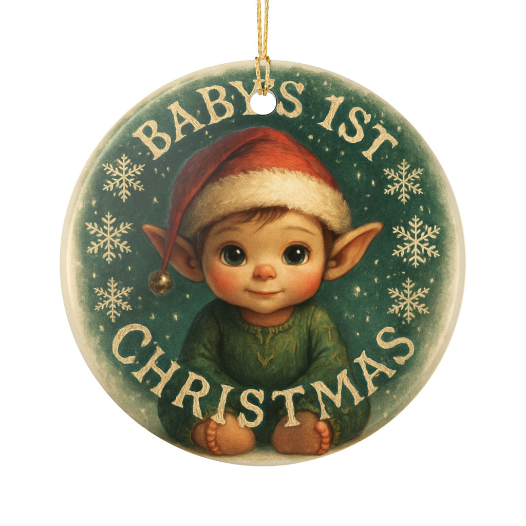Baby's First Christmas Elf with Santa Hat Holiday Decoration Christmas Tree Ornament Baby's 1st Xmas Keepsake