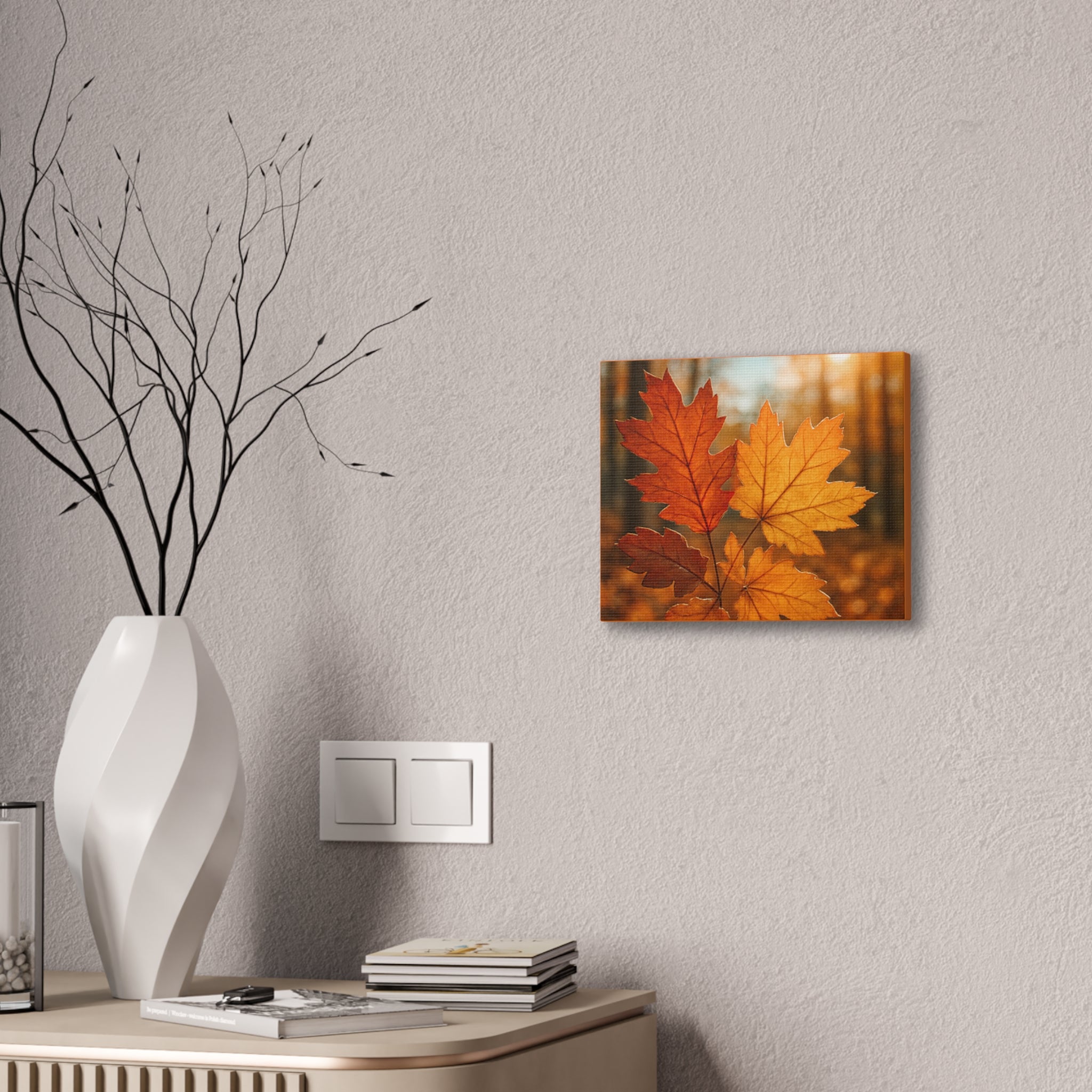Wall Decor Autumn Leaf Canvas Art Cozy Fall Home Decor Nature Wall Decor Gift for Nature Lovers Thanksgiving Decor Rustic Wall Art