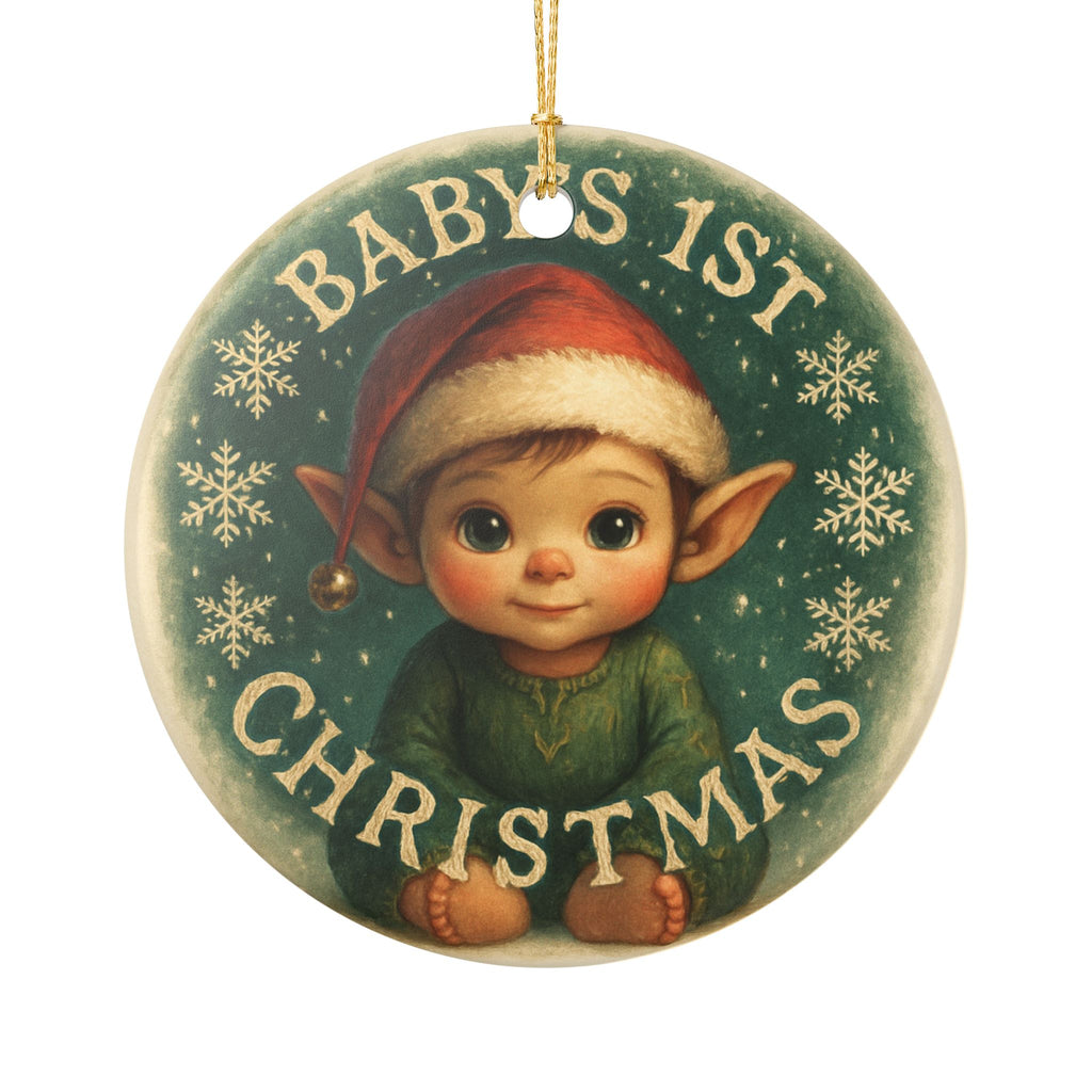 Baby's First Christmas Elf with Santa Hat Holiday Decoration Christmas Tree Ornament Baby's 1st Xmas Keepsake