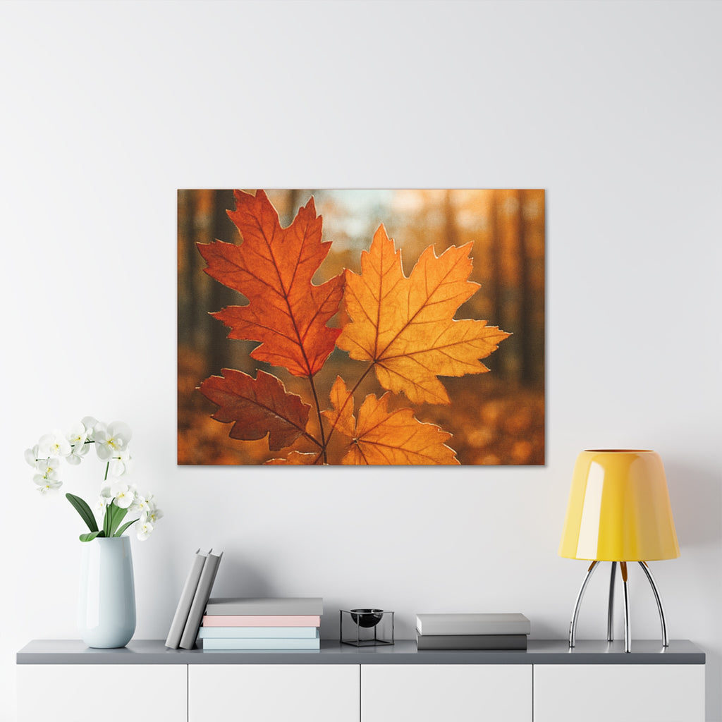 Wall Decor Autumn Leaf Canvas Art Cozy Fall Home Decor Nature Wall Decor Gift for Nature Lovers Thanksgiving Decor Rustic Wall Art