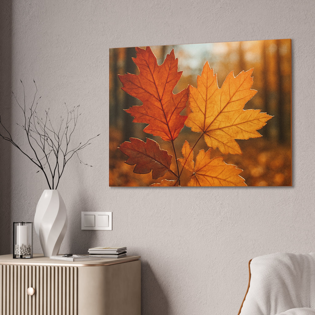 Wall Decor Autumn Leaf Canvas Art Cozy Fall Home Decor Nature Wall Decor Gift for Nature Lovers Thanksgiving Decor Rustic Wall Art