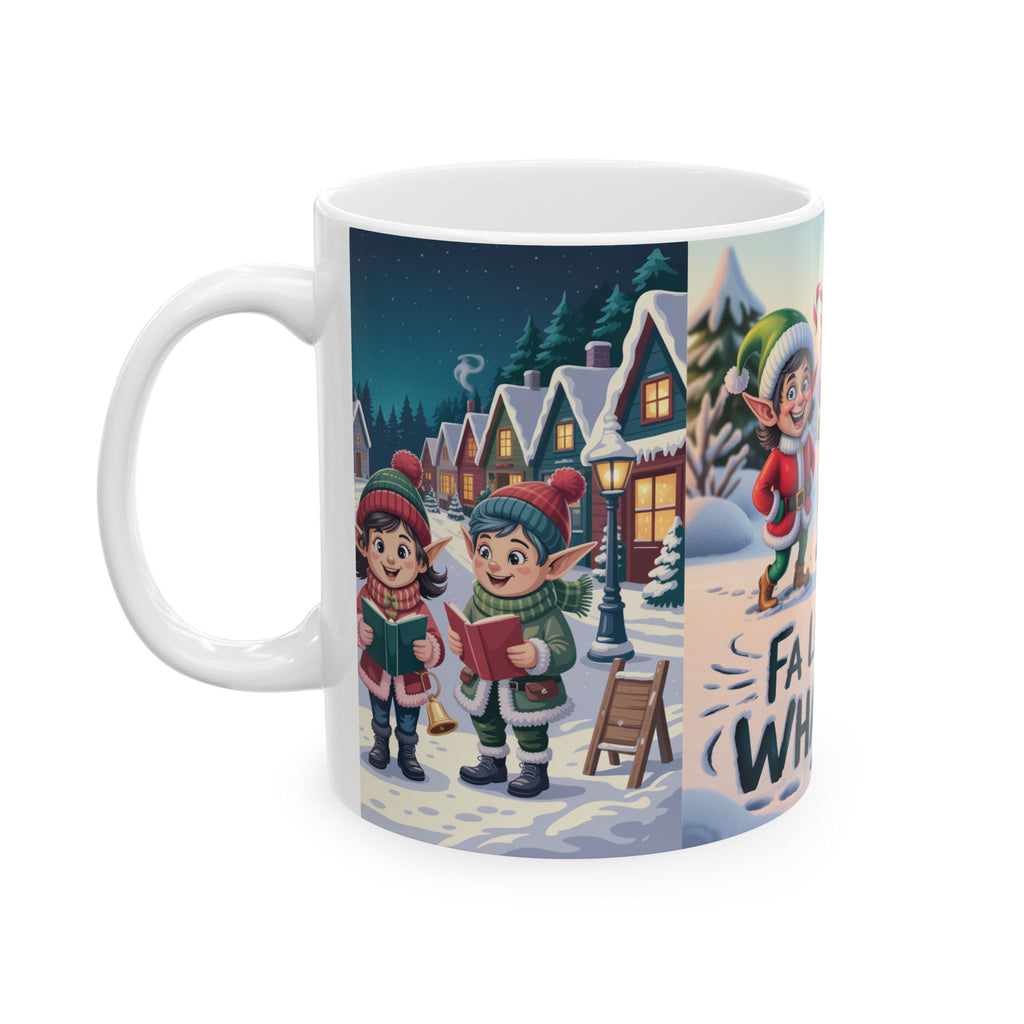 Elf Mug Holiday Mug Elves Caroling Silly Fa La La La Christmas Mug Holiday Gift