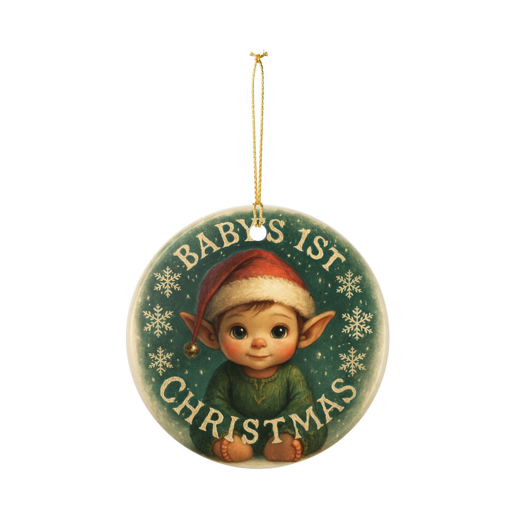 Baby's First Christmas Elf with Santa Hat Holiday Decoration Christmas Tree Ornament Baby's 1st Xmas Keepsake