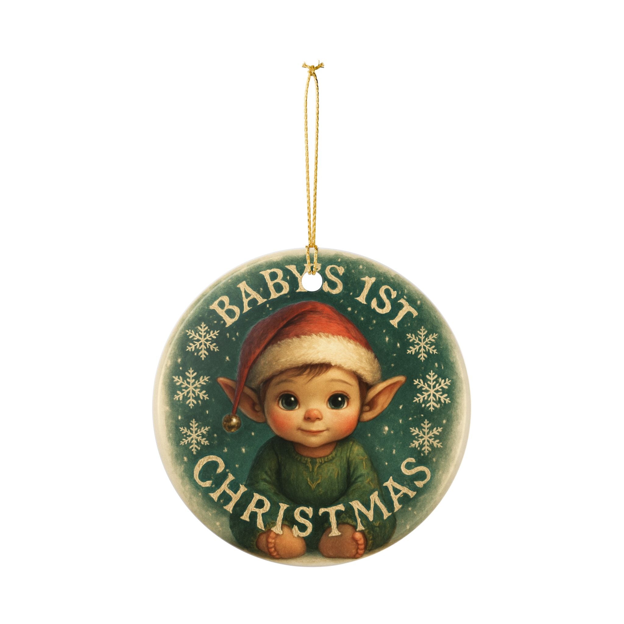Baby's First Christmas Elf with Santa Hat Holiday Decoration Christmas Tree Ornament Baby's 1st Xmas Keepsake