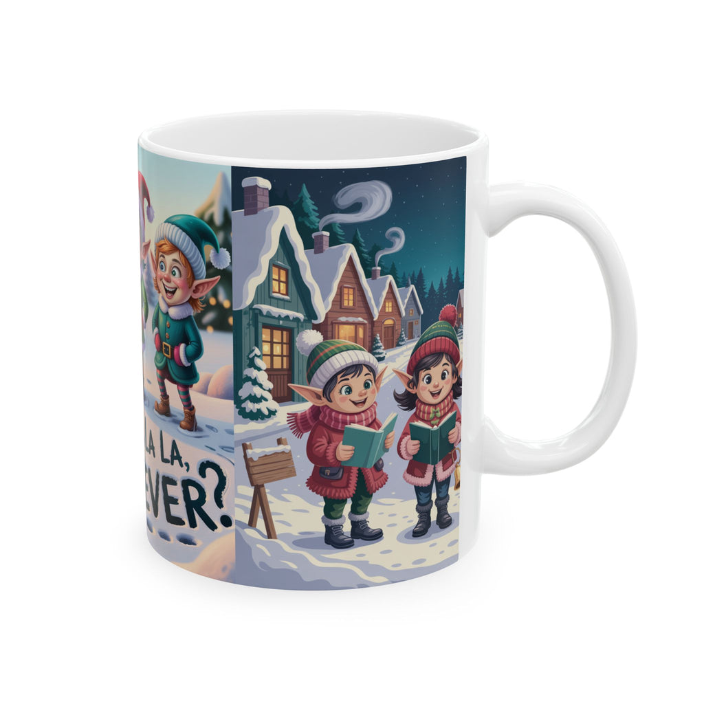 Elf Mug Holiday Mug Elves Caroling Silly Fa La La La Christmas Mug Holiday Gift