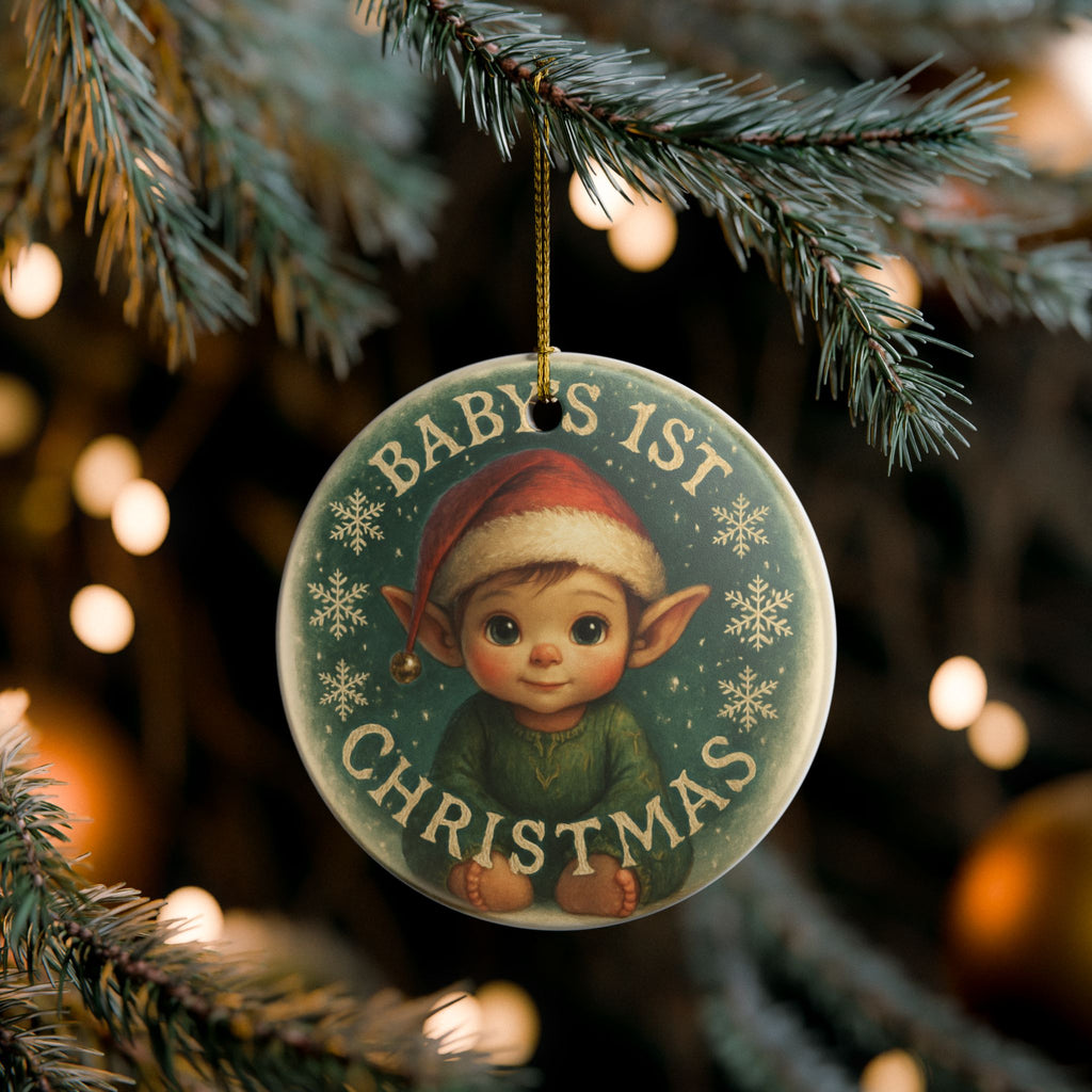 Baby's First Christmas Elf with Santa Hat Holiday Decoration Christmas Tree Ornament Baby's 1st Xmas Keepsake
