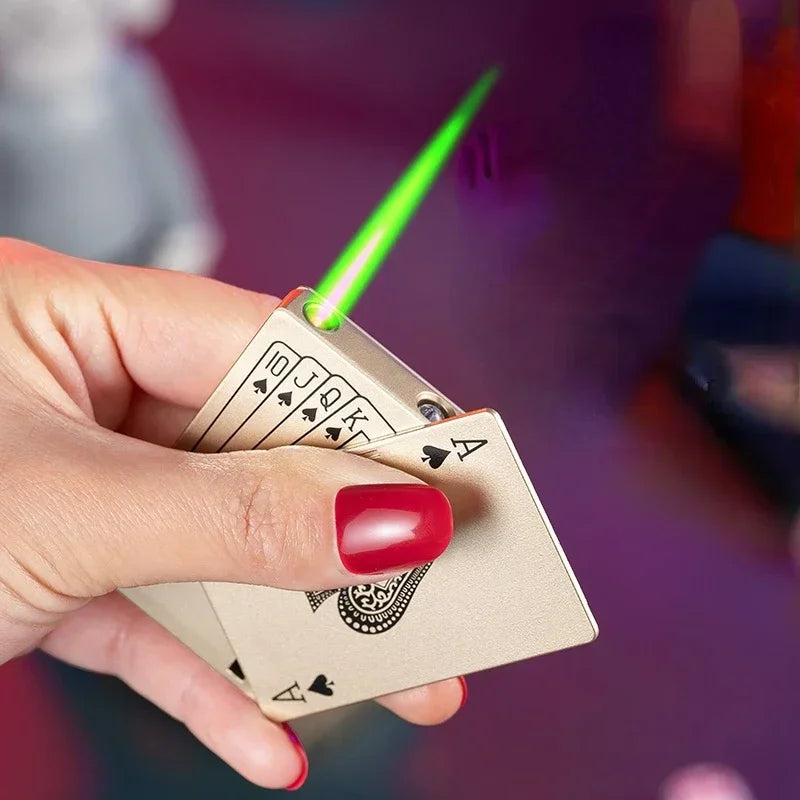 Lighter Gift Playing Cards Ace of Spades Lighter Butane Windproof Straight Metal Lighter Metal Fun Gift