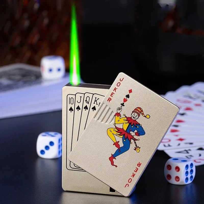 Lighter Gift Playing Cards Ace of Spades Lighter Butane Windproof Straight Metal Lighter Metal Fun Gift