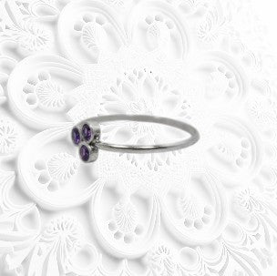 Amethyst Cluster Sterling Silver Ring Three Stone Cluster Silver Ring