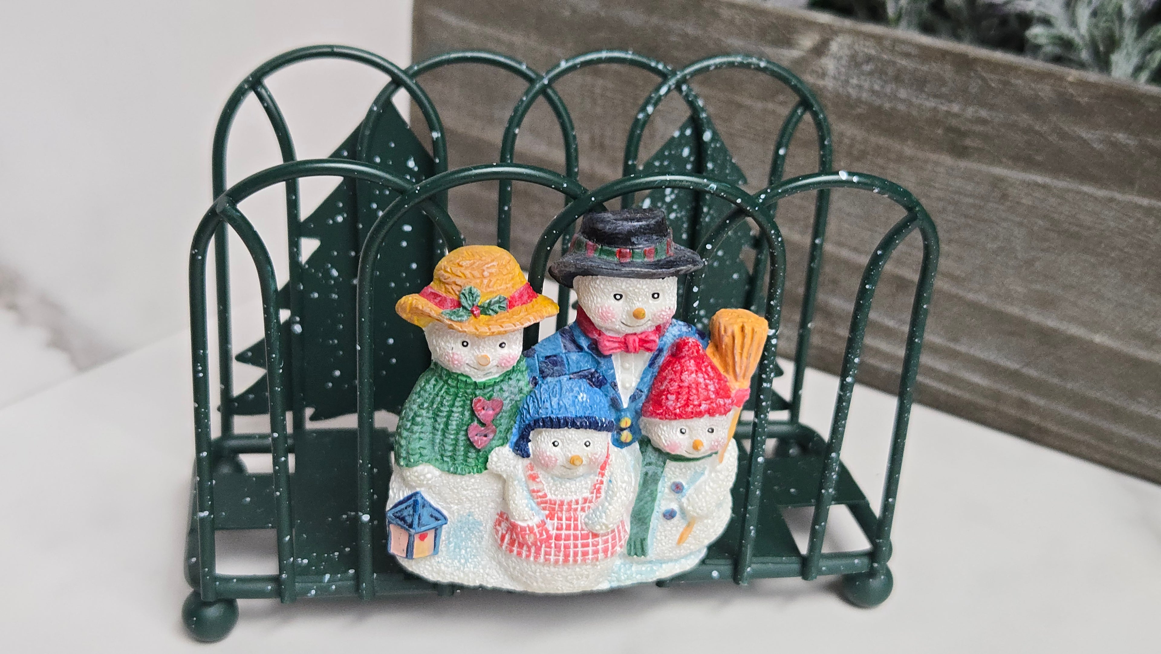 Christmas Napkin Holder Snow Family Pine Trees Holiday Napkin Holder Christmas Decor
