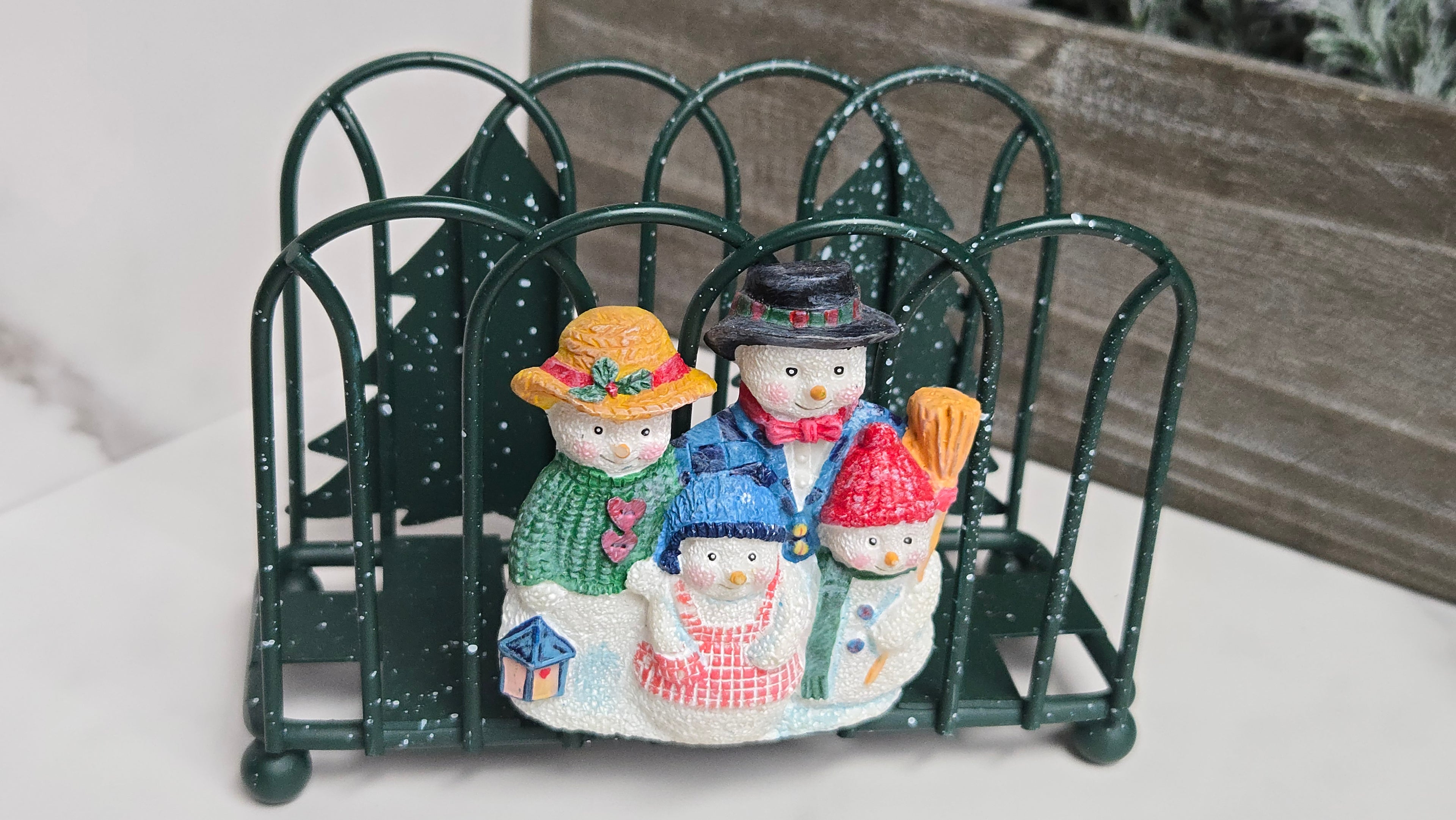 Christmas Napkin Holder Snow Family Pine Trees Holiday Napkin Holder Christmas Decor