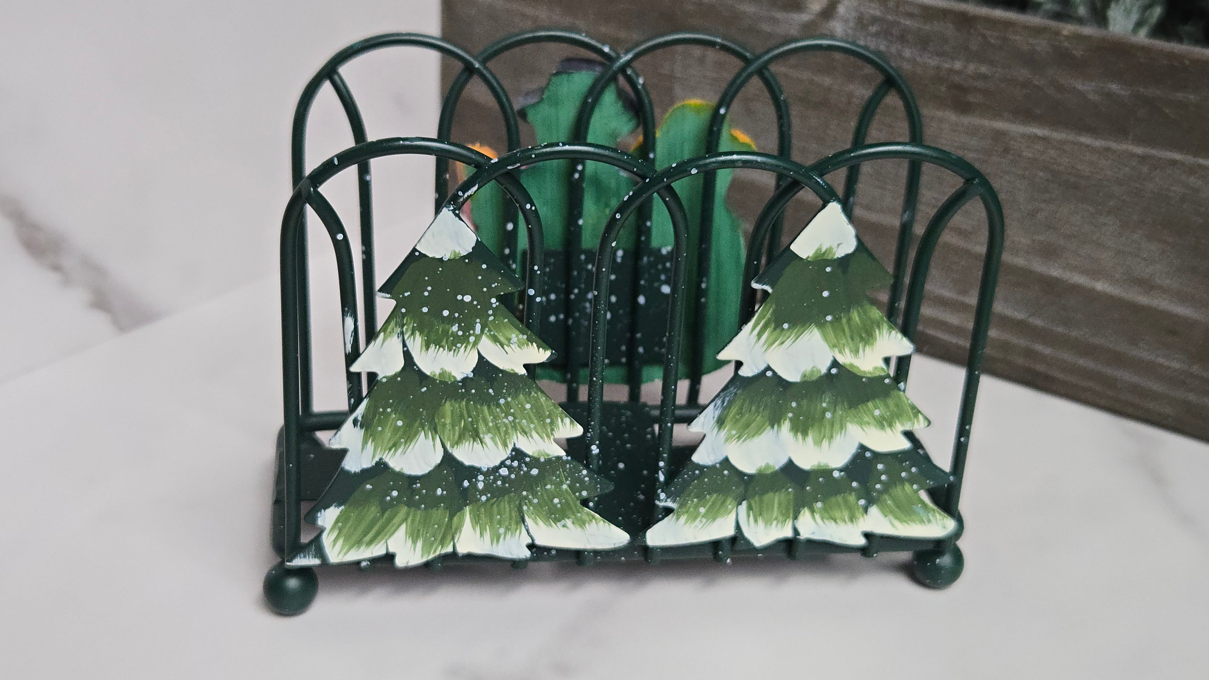 Christmas Napkin Holder Snow Family Pine Trees Holiday Napkin Holder Christmas Decor
