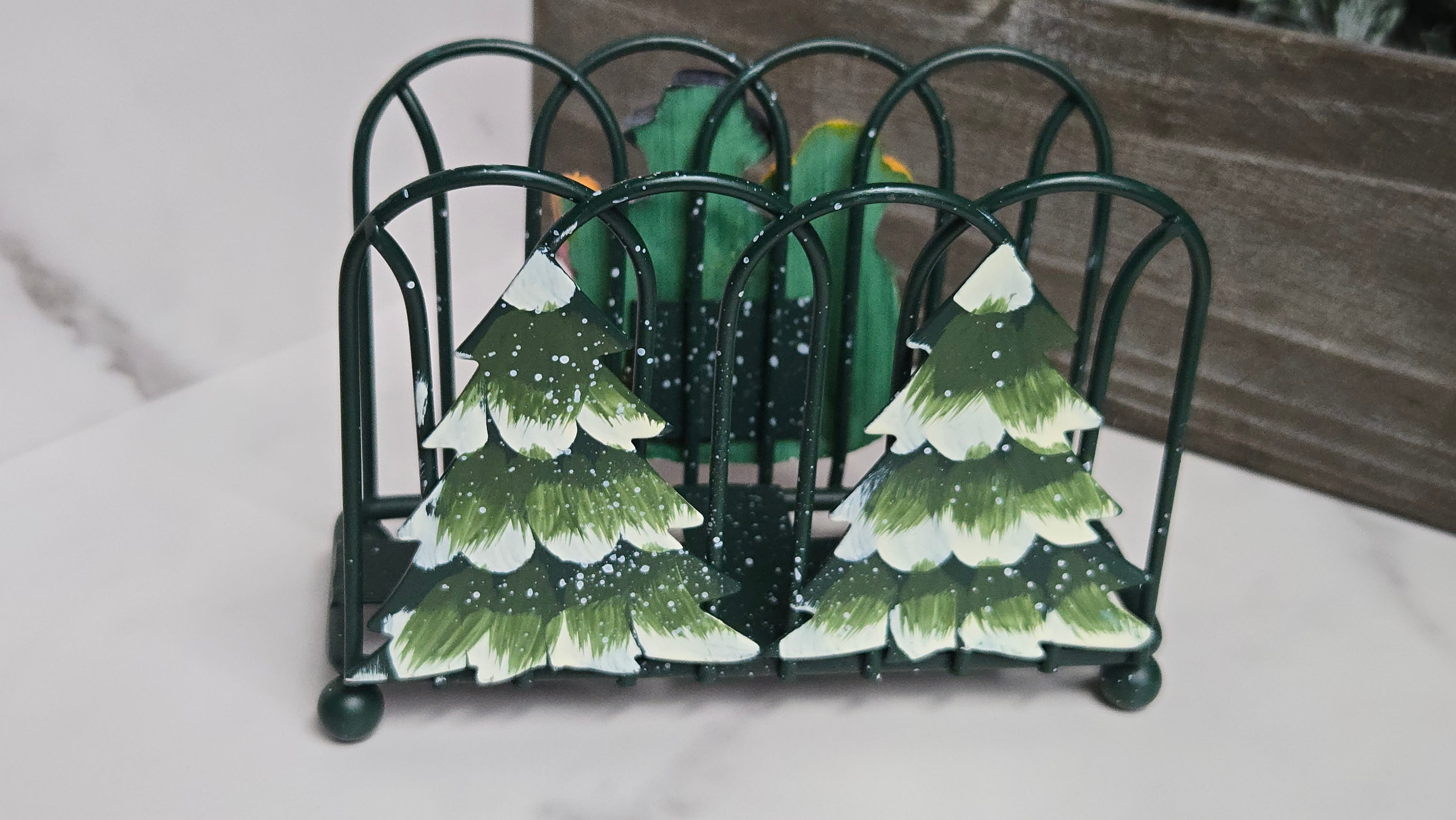 Christmas Napkin Holder Snow Family Pine Trees Holiday Napkin Holder Christmas Decor